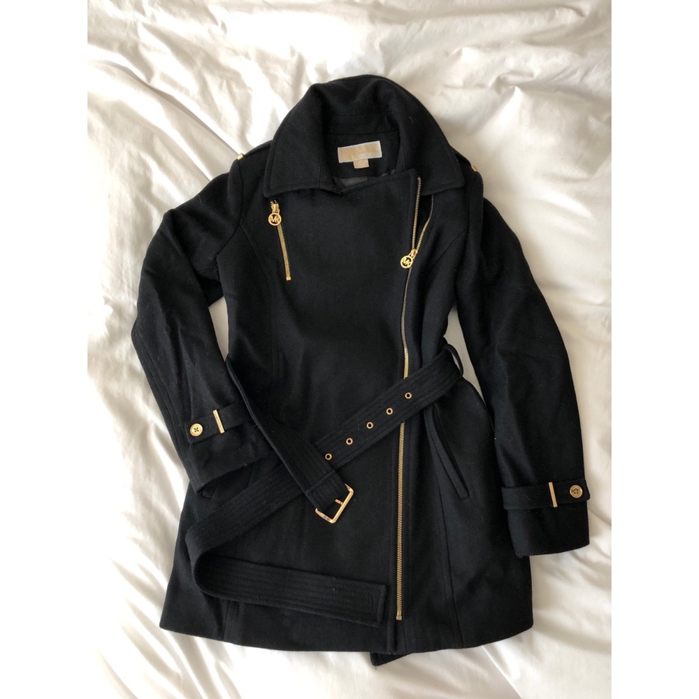 Michael Kors Black Peacoat with Gold Hardware